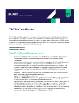 T2-T2S Consolidation