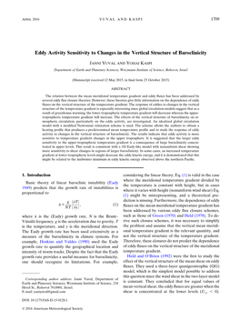 Eddy Activity Sensitivity to Changes in the Vertical Structure of Baroclinicity