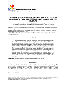 Reptilia, Diapsida): New Insights from High-Resolution Ct Scanning of the Holotype