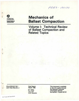 Technical Review of Ballast Compaction and Related Topics, 1982 US DOT, FRA, Fc I T