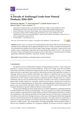A Decade of Antifungal Leads from Natural Products: 2010–2019