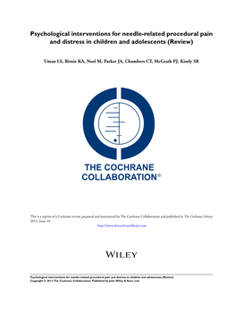 Psychological Interventions for Needle-Related Procedural Pain and Distress in Children and Adolescents (Review)