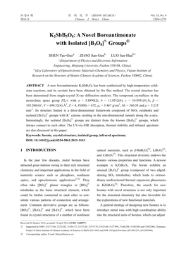 K2sbb3o8: a Novel Boroantimonate with Isolated [B3O8] Groups No