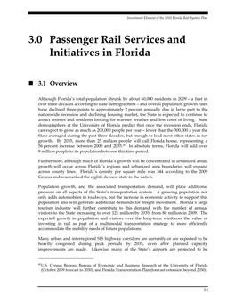 3.0 Passenger Rail Services and Initiatives in Florida