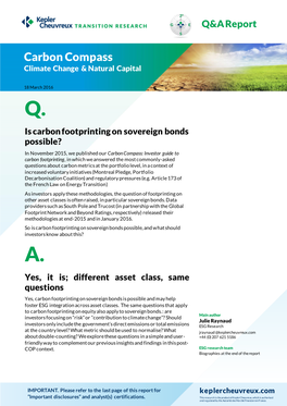 Carbon Compass $) Climate Change & Natural Capital