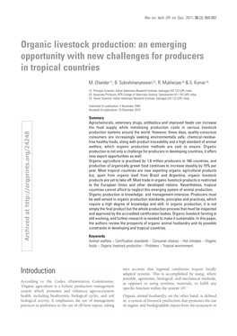 Organic Livestock Production: an Emerging Opportunity with New Challenges for Producers in Tropical Countries