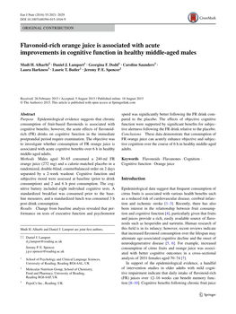 Flavonoid-Rich Orange Juice Is Associated with Acute