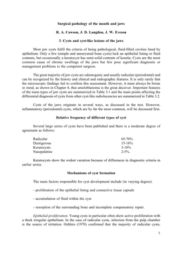 1 Surgical Pathology of the Mouth and Jaws R. A. Cawson, J. D. Langdon