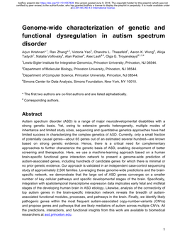 Genome-Wide Characterization of Genetic and Functional Dysregulation in Autism Spectrum Disorder