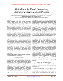 Guidelines for Cloud Computing Architecture:Development Process