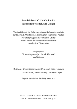 Parallel Systemc Simulation for Electronic System Level Design