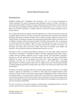 Green Bond Framework Introduction