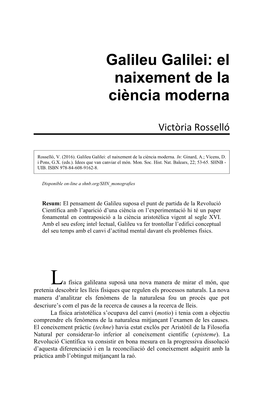 Galileu Galilei: El Naixement De La Ciència Moderna