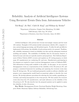 Reliability Analysis of Artificial Intelligence Systems Using