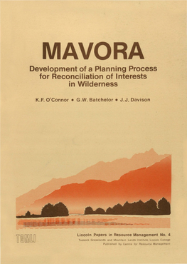 MAVORA Development of a Planning Process for Reconciliation of Interests in Wilderness