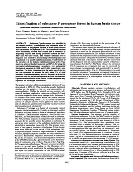 Identification of Substance P Precursor Forms in Human Brain Tissue