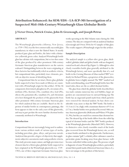 Attribution Enhanced: an SEM/EDS - LA-ICP-MS Investigation of a Suspected Mid-18Th-Century Wistarburgh Glass Globular Bottle
