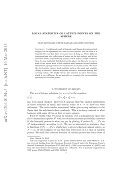 Arxiv:1204.0134V3 [Math.NT] 16 Mar 2015 Σb, the Binomial Process Is What You Get by Placing N Points P1,...,PN on K S Independently According to Σb