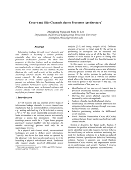 Covert and Side Channels Due to Processor Architecture*