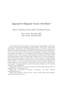 Aggregative Oligopoly Games with Entry1