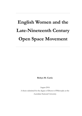 English Women and the Late-Nineteenth Century Open Space Movement