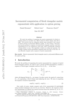 Incremental Computation of Block Triangular Matrix Exponentials With