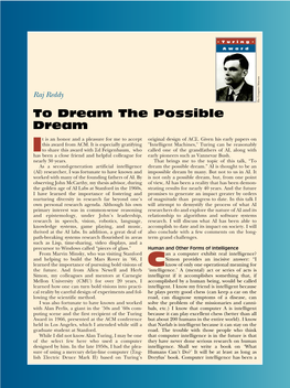 To Dream the Possible Dream