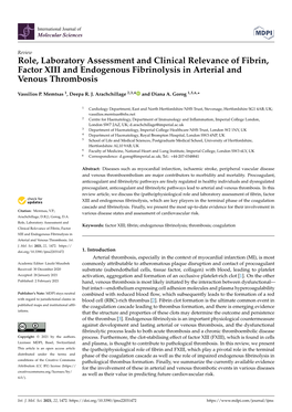 Role, Laboratory Assessment and Clinical Relevance of Fibrin, Factor XIII and Endogenous Fibrinolysis in Arterial and Venous Thrombosis