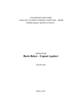 Boris Beker - Usponi I Padovi