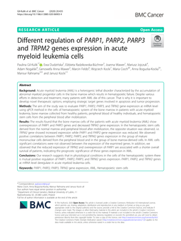Different Regulation of PARP1, PARP2, PARP3 and TRPM2 Genes Expression in Acute Myeloid Leukemia Cells
