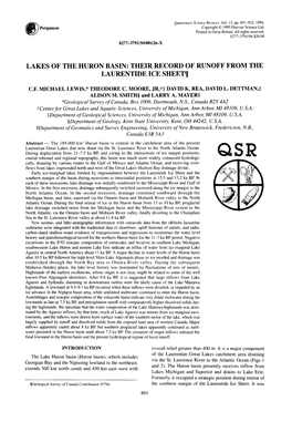 LAKES of the HURON BASIN: THEIR RECORD of RUNOFF from the LAURENTIDE ICE Sheetq[