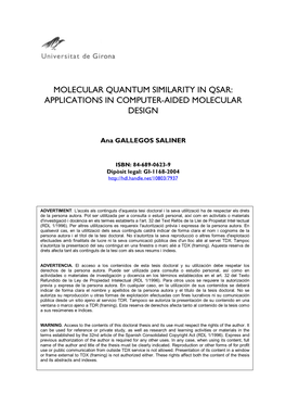Molecular Quantum Similarity in Qsar: Applications in Computer-Aided Molecular Design