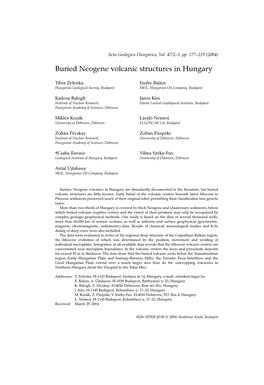 Buried Neogene Volcanic Structures in Hungary
