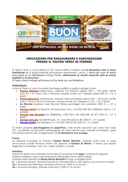Indicazioni Per Raggiungere E Parcheggiare Presso Il Teatro Verdi Di Firenze