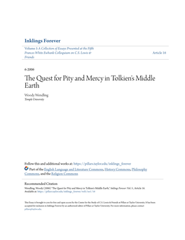 The Quest for Pity and Mercy in Tolkien's Middle Earth Woody Wendling Temple University