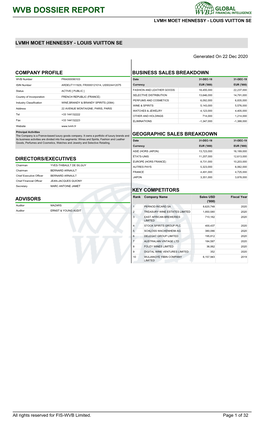 Wvb Dossier Report Lvmh Moet Hennessy - Louis Vuitton Se