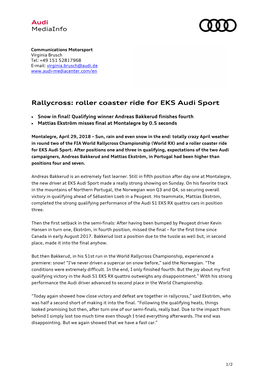 Roller Coaster Ride for EKS Audi Sport