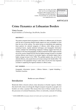 Crime Dynamics at Lithuanian Borders