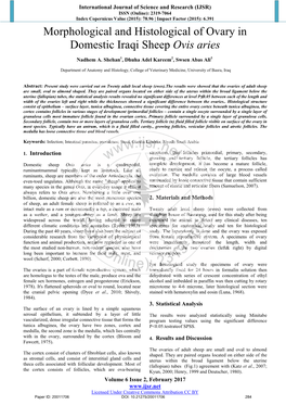 Morphological and Histological of Ovary in Domestic Iraqi Sheep Ovis Aries