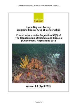 Lyme Bay and Torbay Csac Regulation 35 Conservation Advice