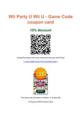 Wii Party U Wii U - Game Code Coupon Card