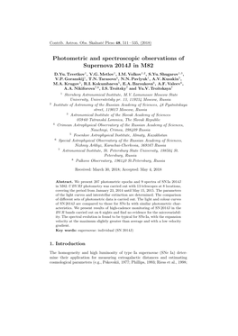 Photometric and Spectroscopic Observations of Supernova 2014J in M82 D.Yu