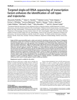 Targeted Single-Cell RNA Sequencing of Transcription Factors Enhances the Identification of Cell Types and Trajectories