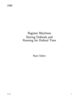 Register Machines Storing Ordinals and Running for Ordinal Time