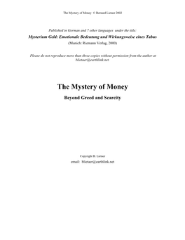 The Mystery of Money © Bernard Lietaer 2002