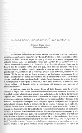 El Alba En La Tradición Poética Romance