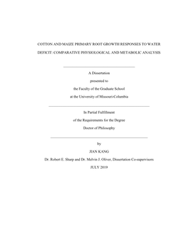 Cotton and Maize Primary Root Growth Responses to Water