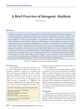 A Brief Overview of Iatrogenic Akathisia Claire Advokat 1