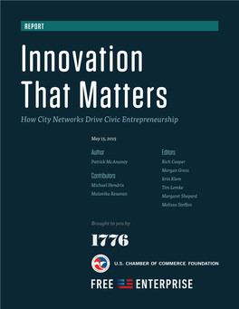 How City Networks Drive Civic Entrepreneurship REPORT