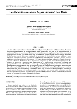 Late Carboniferous Colonial Rugosa (Anthozoa) from Alaska